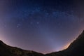 The starry sky above the Alps, 180 degree fisheye view Royalty Free Stock Photo