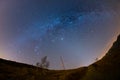 The starry sky above the Alps, 180 degree fisheye view Royalty Free Stock Photo