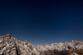 The starry sky above the Alps in winter under moonlight Royalty Free Stock Photo