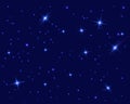 Starry sky with bright and dim stars. Dark star seamless pattern Royalty Free Stock Photo