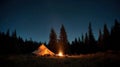 Starry Sky Forest Campsite Tent Royalty Free Stock Photo