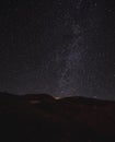 The starry sky and the milky way comes out from behind Mount Ararat on a clear dark night