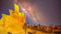 Starry Sky and Milky Way over the Vermilion Colored Hoodoos along the Navajo Trail in Bryce Canyon National Park, Utah