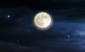 Starry sky moon night blue cloudy moonlight nature landscape weather forecast