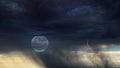 Starry sky moon on night dramatic clouds nebula cosmic nature landscape weather forecast