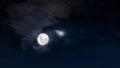 Starry sky moon on night dramatic clouds nebula cosmic nature landscape weather forecast