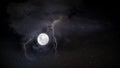 Starry sky moon on night dramatic clouds nebula cosmic nature landscape weather forecast