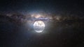 Starry sky moon on night dramatic clouds nebula cosmic nature landscape weather forecast