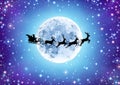 Starry Sky with Moon and Santa Royalty Free Stock Photo