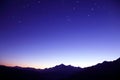 the starry sky in the mountains before the morning dawn. astronomy and planetary observation