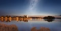 Starry sky over city quay