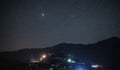 The starry sky over the high mountain village of Khinalig