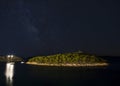 Starry sky over the island Royalty Free Stock Photo