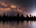 Starry sky over the sea. Fantastic Milky Way. Meteor shower Royalty Free Stock Photo