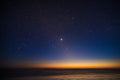 Starry sky, planet Venus, sunset landscape of the Pacific Ocean Royalty Free Stock Photo