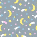 Starry sky seamless pattern. Child