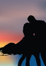 Starry sunset couple of guys in love dream-