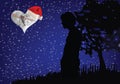 Starry sunset couple of guys in love dream- Royalty Free Stock Photo