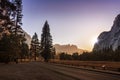 Starry sunset Yosemite national park Californie Royalty Free Stock Photo