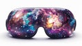 Starry Universe Through VR Goggles. VR glasses displaying a mesmerizing galactic panorama