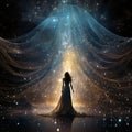 Starry Veil: A celestial curtain of sparkling textures, revealing a glimpse of the enchanting cosmos beyond Royalty Free Stock Photo