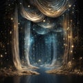 Starry Veil: A celestial curtain of sparkling textures, revealing a glimpse of the enchanting cosmos beyond Royalty Free Stock Photo