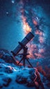 Starry winter horizon Telescopes pointed at celestial marvels on frosty nights