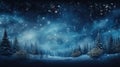 Starry Winter Night Over Snow-Covered Enchanted Forest Landscape GenerativeAI