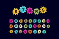 Stars alphabet abc lettering with colorful forms hand drawn vector type
