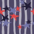 Stars on a background of lines. Seamless vector illustration for