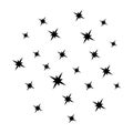 Stars background. Sparkles isolated on white. Shine vector stars. Black on white.