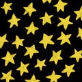 Stars on black sky background, kid\'s drawing chalk Royalty Free Stock Photo