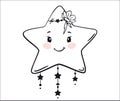 Stars boho children's print for t-shirt or baby bodysuit