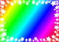 Stars border frame over rainbow background