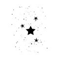 Stars and circle black icons scatter isolated on white background. Magic sparkle twinkling. Simple flat symbol. Elements.