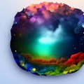 Stars and clouds on night dark blue sky, created using generative ai technology
