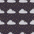 Stars clouds night seamless pattern Royalty Free Stock Photo