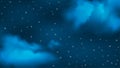 Vector Shiny Stars in Dark Blue Night Sky with Clouds Royalty Free Stock Photo