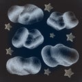 Stars with Clouds. Night Sky Royalty Free Stock Photo