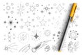 Stars and comets doodle set Royalty Free Stock Photo