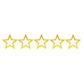 5 stars concept, Five gold stars icon