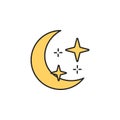stars and crescent icon. Element of magic icon for mobile concept and web apps. Color stars and crescent icon can be used for web Royalty Free Stock Photo