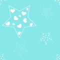 Stars Cute Seamless Pattern on turquoise background