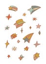 Stars of different shapes doodle set. Star design elements. Vector illustration Royalty Free Stock Photo