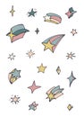 Stars of different shapes doodle set. Star design elements. Vector illustration Royalty Free Stock Photo