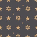 Stars with doodle gold paw prints and stars