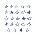 stars doodle set hand drawn. vector, scandinavian. icon, sticker, decor, design. Royalty Free Stock Photo