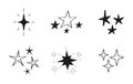 Stars doodle, sunburst shadow icons vector. Starburst, firework monochromes. Big collection sunburst best quality.