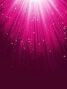 Stars are falling on purple luminous rays. EPS 8 Royalty Free Stock Photo