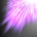 Stars are falling on purple luminous rays. EPS 10 Royalty Free Stock Photo